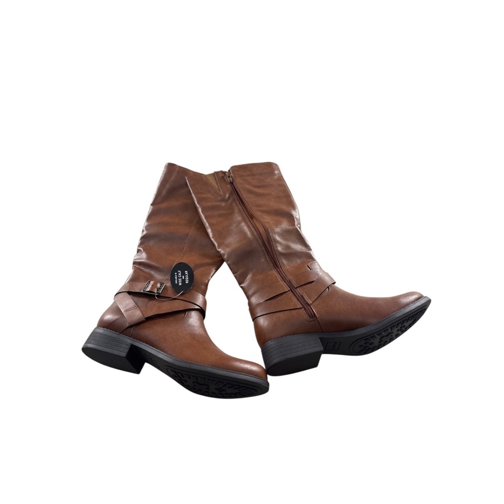 Style & Co Margoo Brown Riding Boots Wide Calf Womens Buckle Size 7‎ NWB Classic